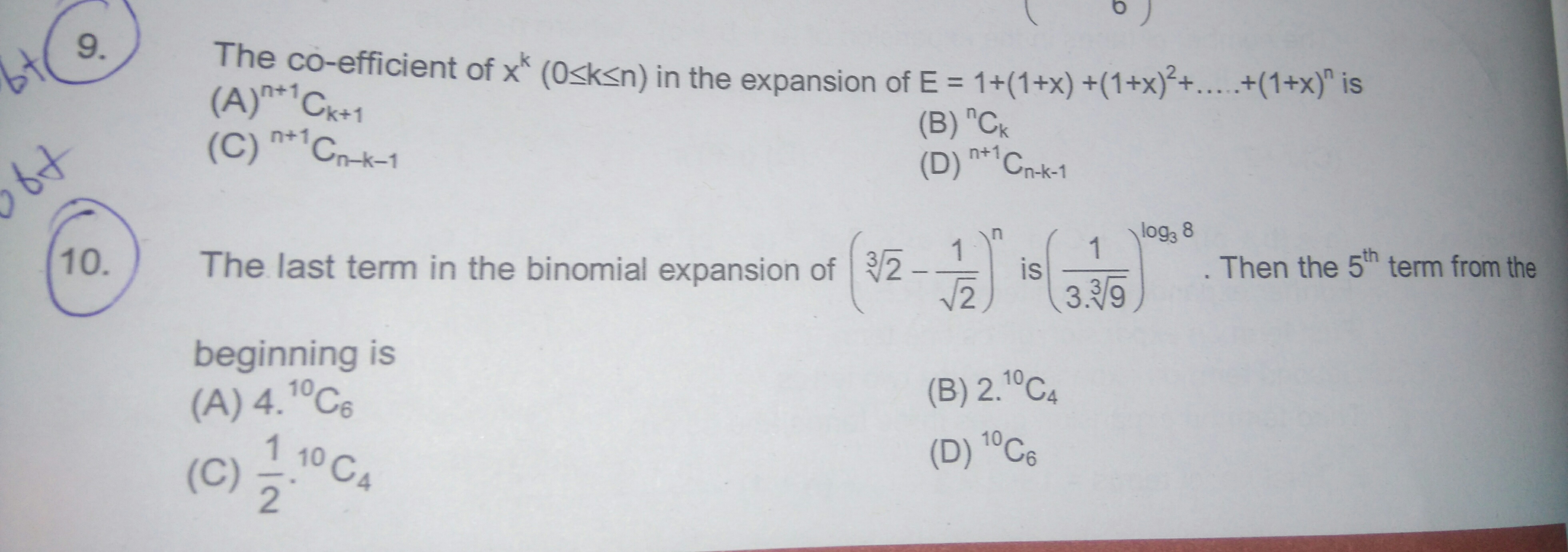 Question image for question no 9 and 10 please answer ..............